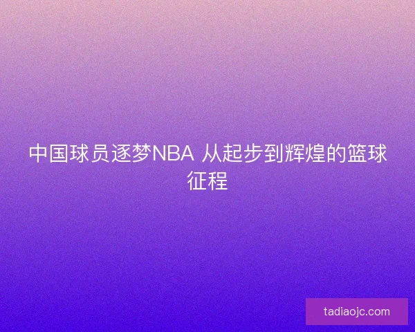 中国球员逐梦NBA 从起步到辉煌的篮球征程