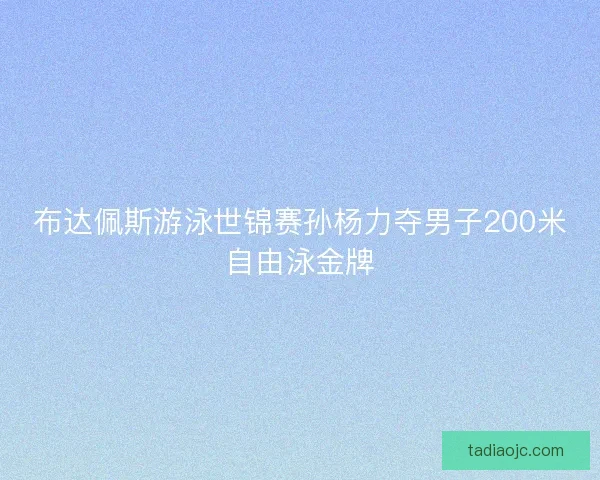布达佩斯游泳世锦赛孙杨力夺男子200米自由泳金牌
